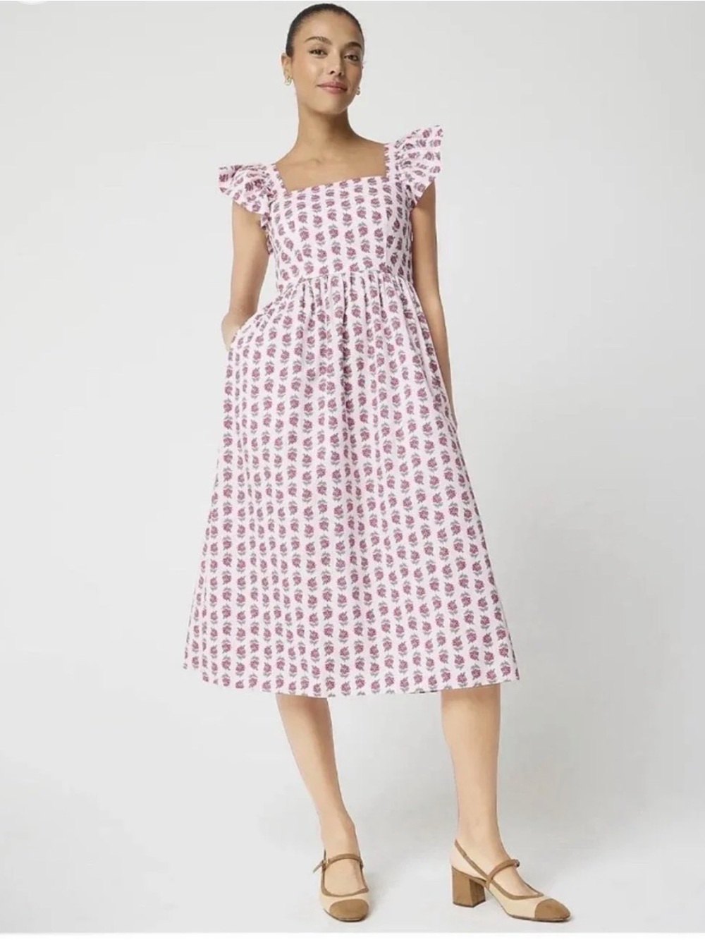 J. Crew Floral midi in pink multi
